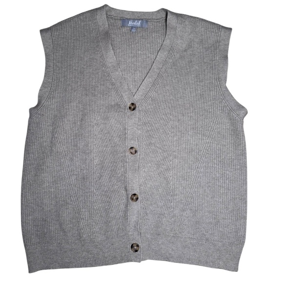 Marled Jackets & Blazers - Gray/Tan Knit Button-Up Vest